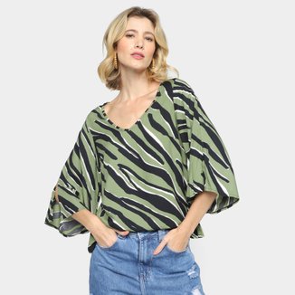 Blusa Mercatto Animal Print Onça Feminino