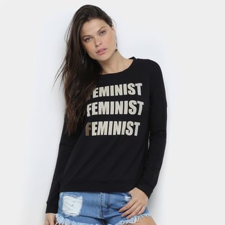 Blusa Mob Manga Longa Feminist Feminina