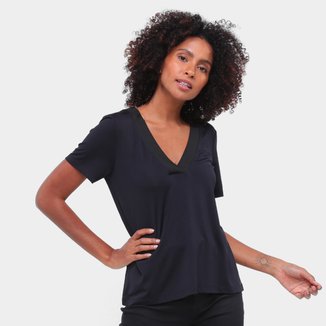 Blusa Mob Tshirt Decote Retilínea Lisa Feminina