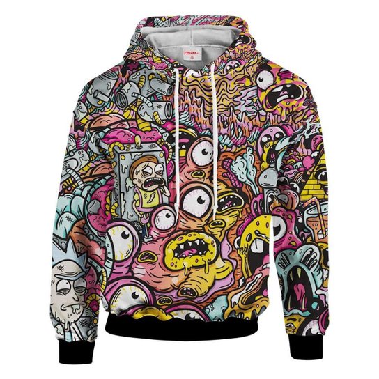 Blusa Moletom 3D Full Print Fechado Rick and Morty Aliens Tsm