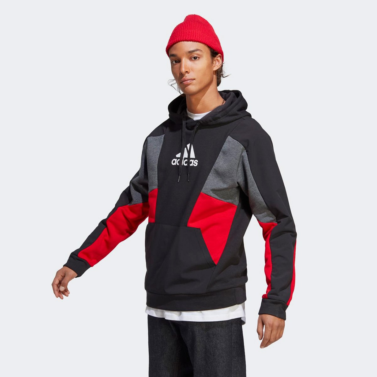 Blusa Moletom Adidas Colorblock Com Capuz Masculina Menor preço em Blusa Moletom Adidas Colorblock Com Capuz Masculina