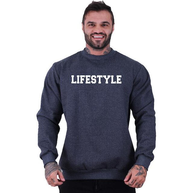 Blusa Moletom Basic MXD Conceito Sem Touca Moda Fitness Academia