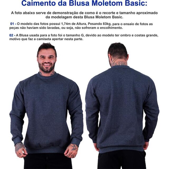 Blusa Moletom Basic MXD Conceito Sem Touca Moda Fitness De Treino