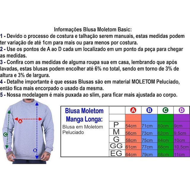 Blusa Moletom Basic MXD Conceito Sem Touca Moda Fitness Musculação