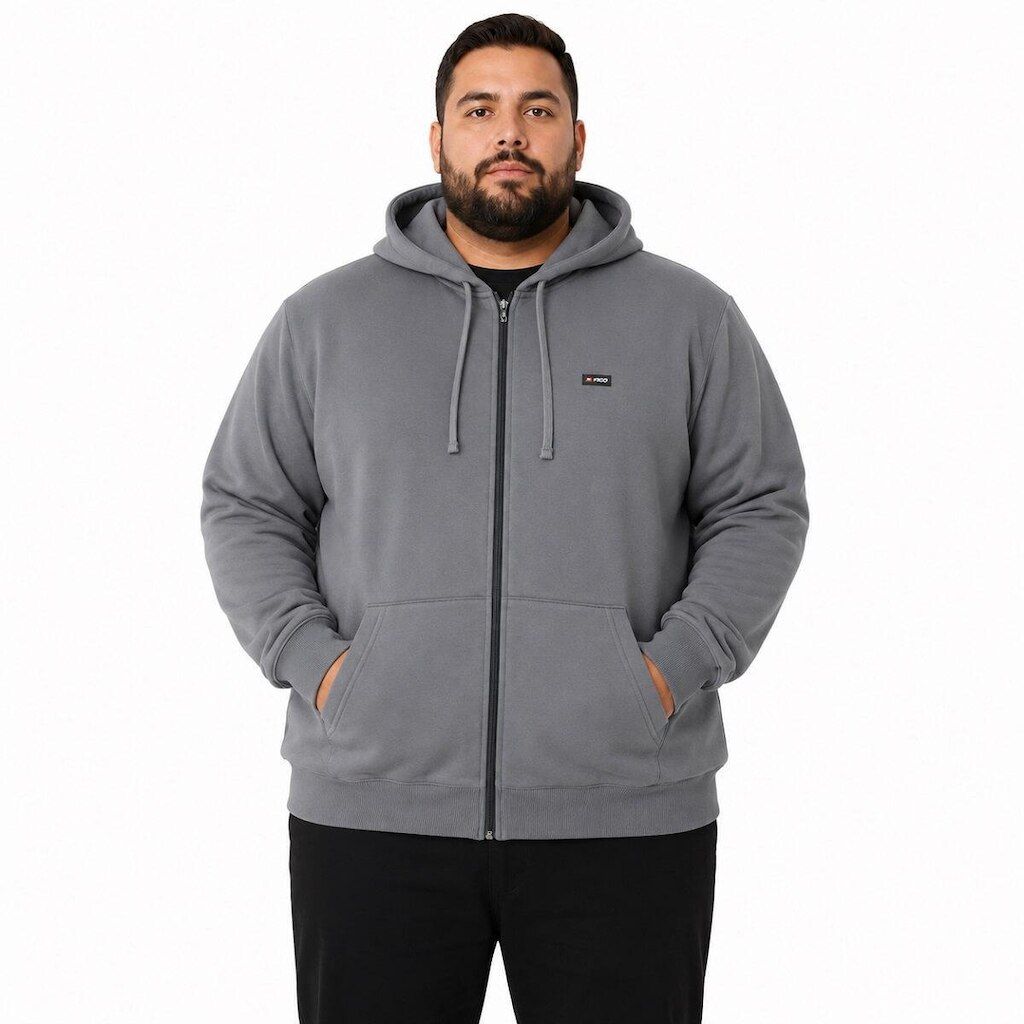 Blusa Moletom Básica Plus Size Masculina Fico com Capuz 00980-018995 Cinza