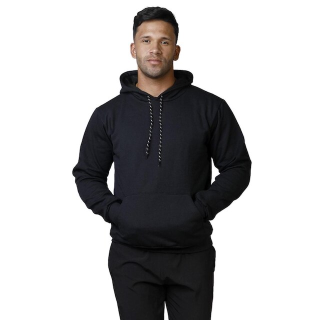 Blusa Moletom Bolso Canguru Com Capuz Masculino Básico Liso Frio