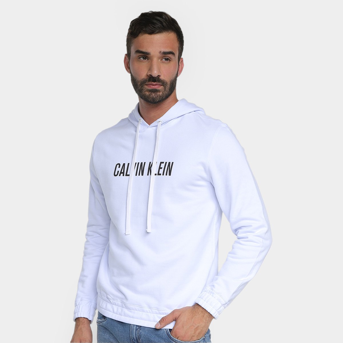 Hoodie Moletom Calvin Klein Branco CALVIN KLEIN MEN'S WHITE LONG
