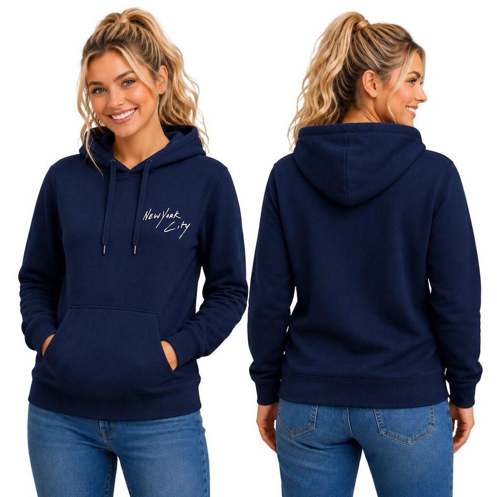 Blusa Moletom Canguru com Capuz Estampa New York Adulto Feminino