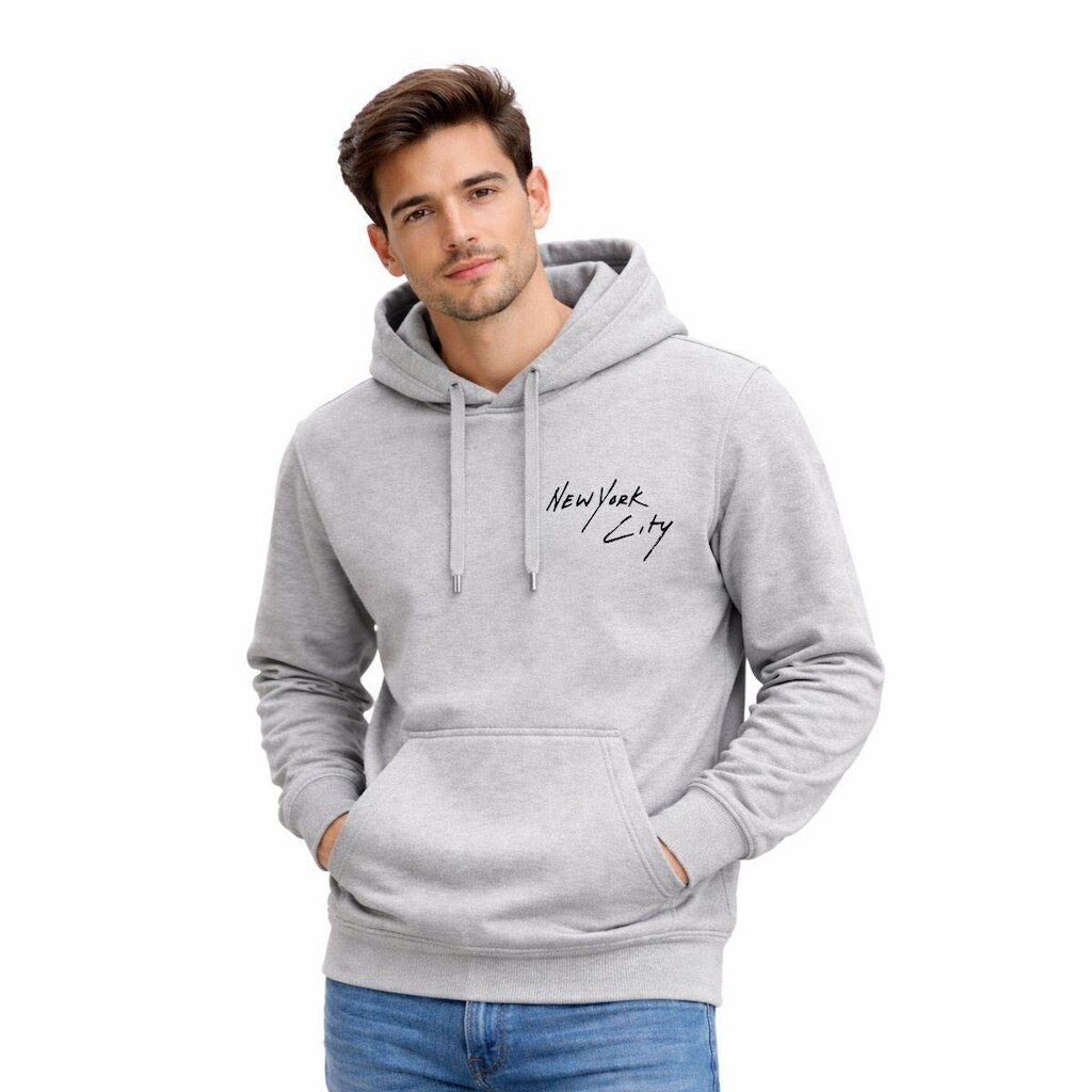 Blusa Moletom Canguru com Capuz Estampa New York Adulto Masculino