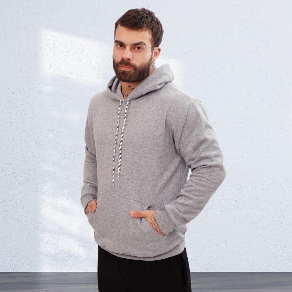 Blusa Moletom Canguru com Capuz Liso Adulto
