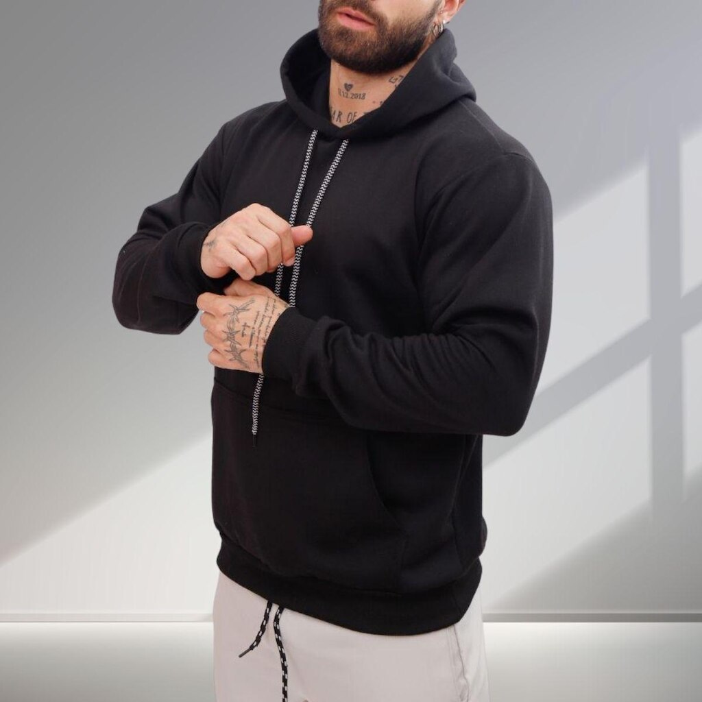 Blusa Moletom Canguru com Capuz Liso Sem Estampa Unissex Feminino Masculino Adulto