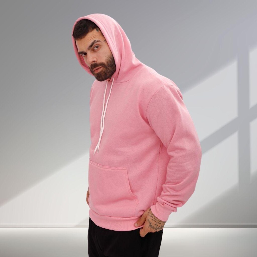 Blusa Moletom Canguru com Capuz Liso Sem Estampa Unissex Feminino Masculino Adulto