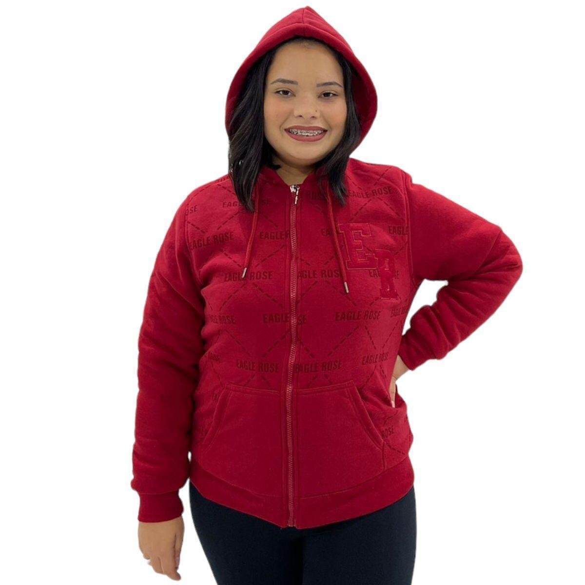 Zíper Blusa De Frio Tamanho Grande Feminina Conjunto De Moletom