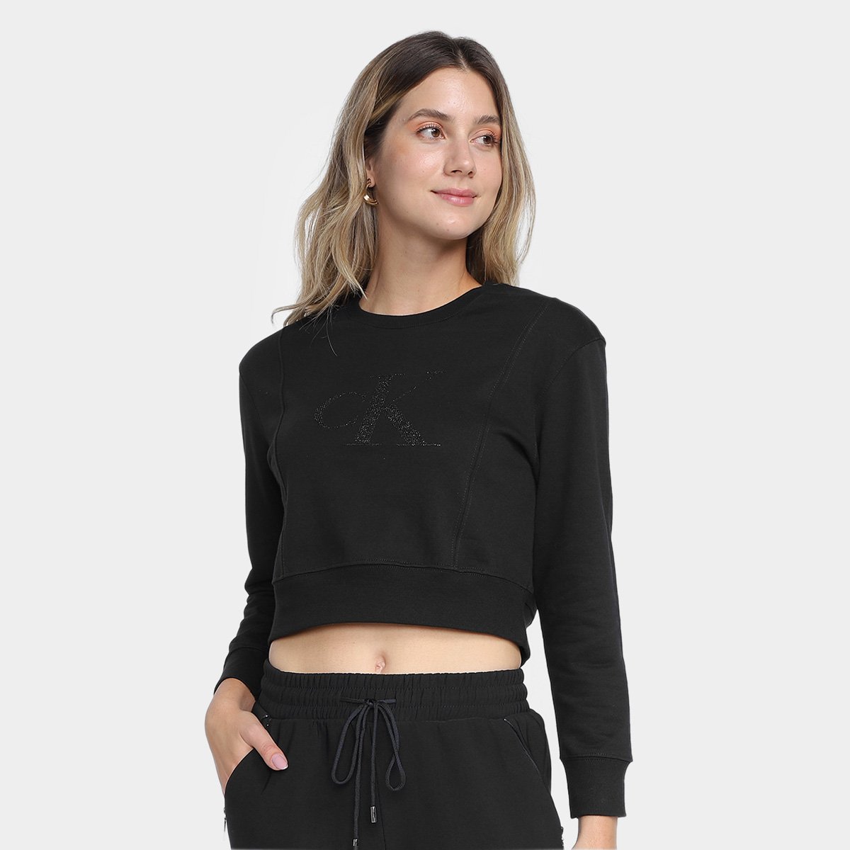 Moletom Cropped CalÃ§a Moletom Feminina Calvin Klein Blusa De