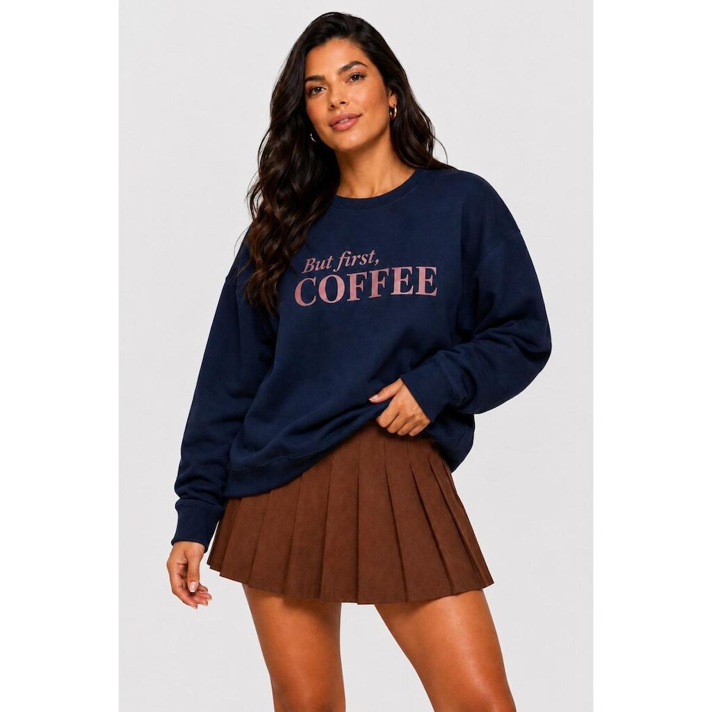 Blusa Moletom D Bell Outlet Fashion Estampada Azul Marinho