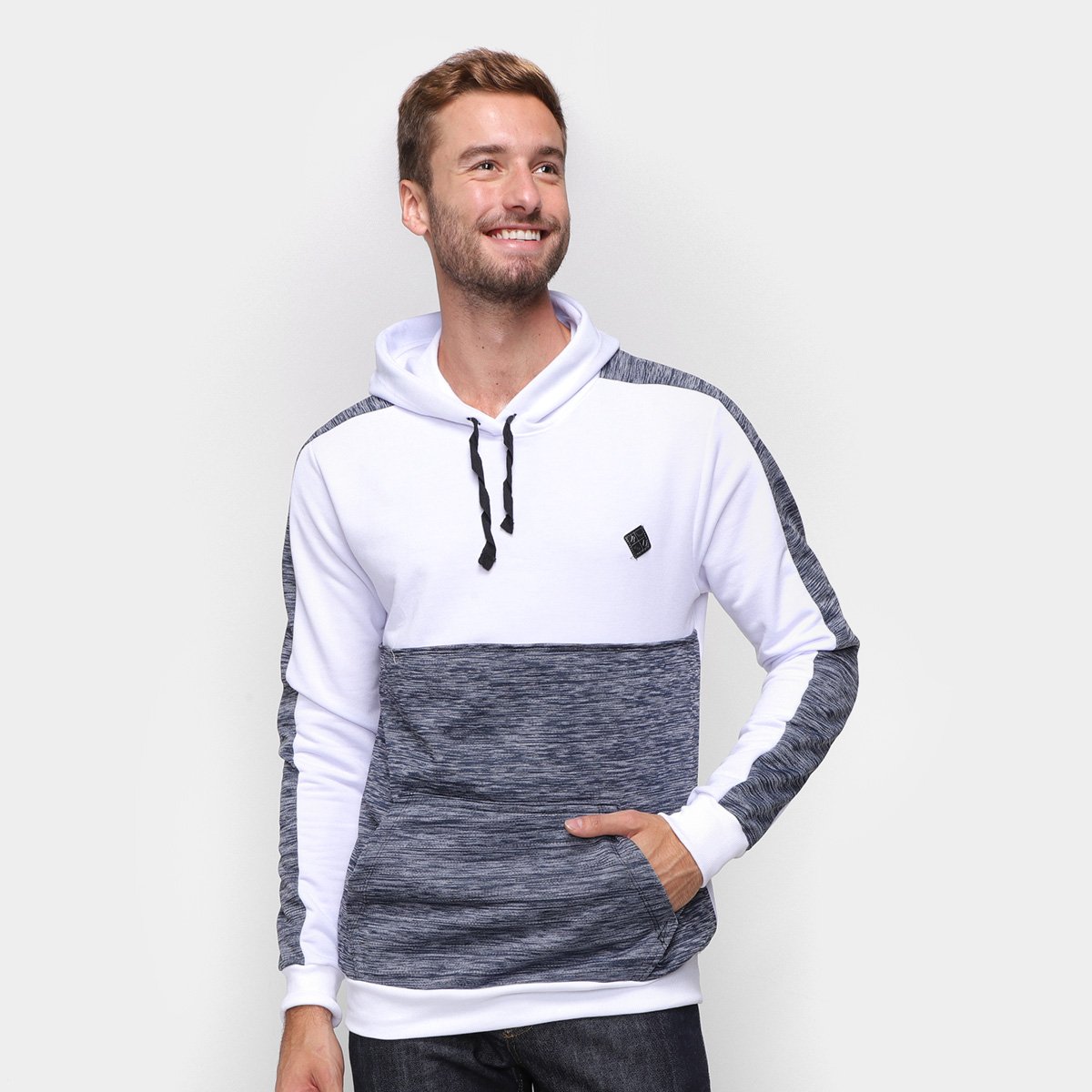 Blusa Moletom Daytan Bicolor Com Capuz Masculina - Branco+Azul é ruim? Blusa Moletom Daytan Bicolor Com Capuz Masculina - Branco+Azul é boa?
