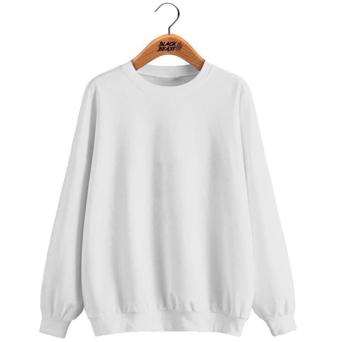 Blusa Moletom de Frio Black Beast Gola Redonda Liso - Branco é ruim? Blusa Moletom de Frio Black Beast Gola Redonda Liso - Branco é boa?