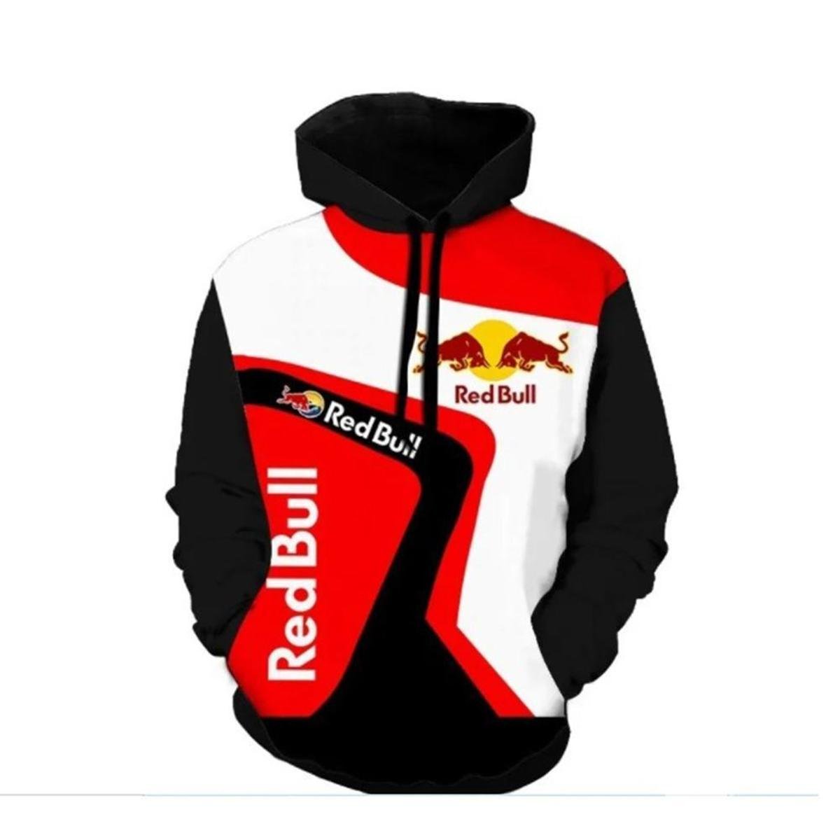 Blusa Moletom de Frio Sublimação Full Red Bull com Capuz Menor preço em Blusa Moletom de Frio Sublimação Full Red Bull com Capuz