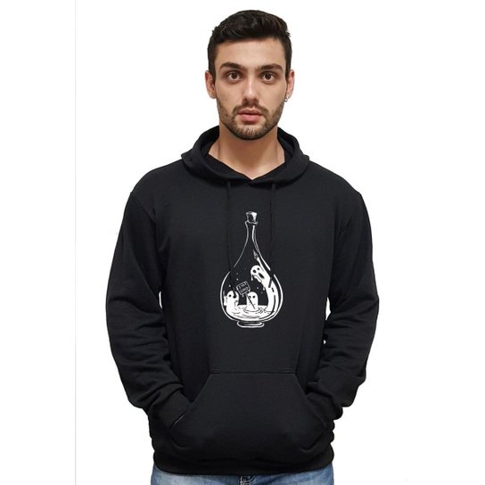 Blusa Moletom Estampa Lâmpada Avalon Masculina - Preto