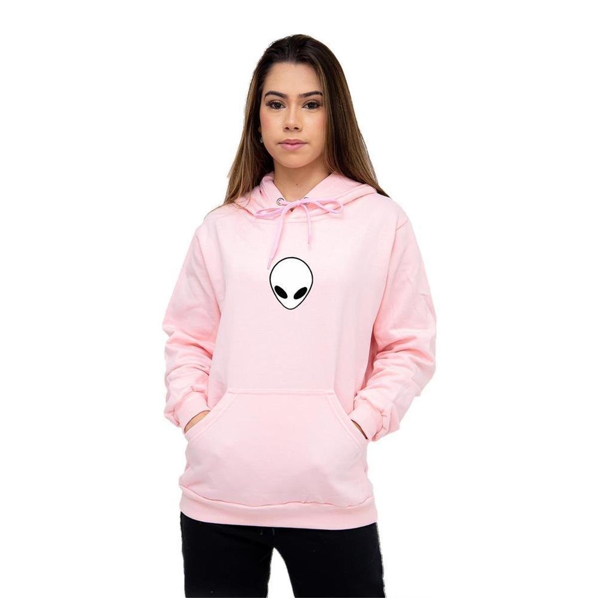 light pink pullover moletom com capuz