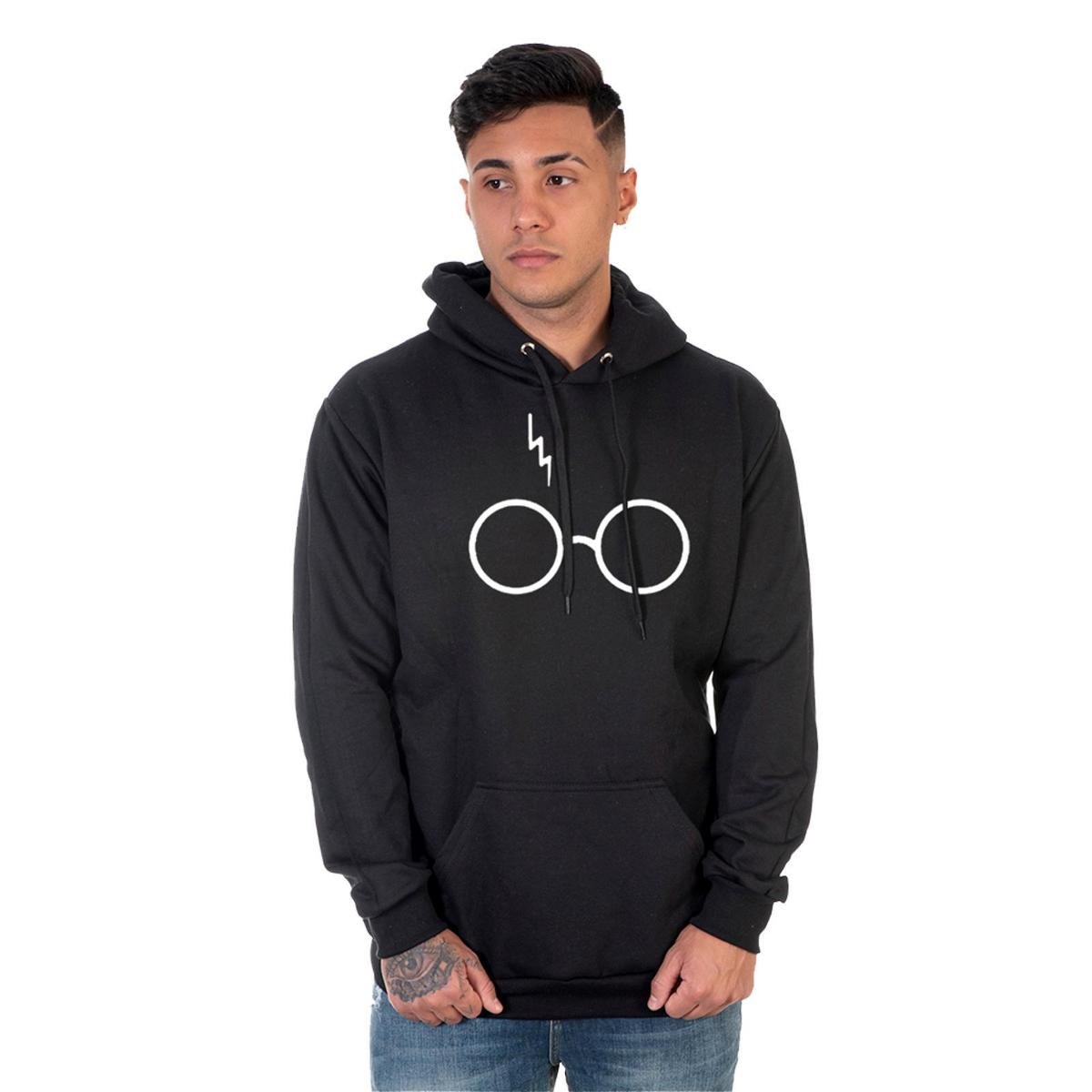 Blusa Moletom Flanelado Agasalho Canguru Óculos Harry Potter - Preto Menor preço em Blusa Moletom Flanelado Agasalho Canguru Óculos Harry Potter - Preto