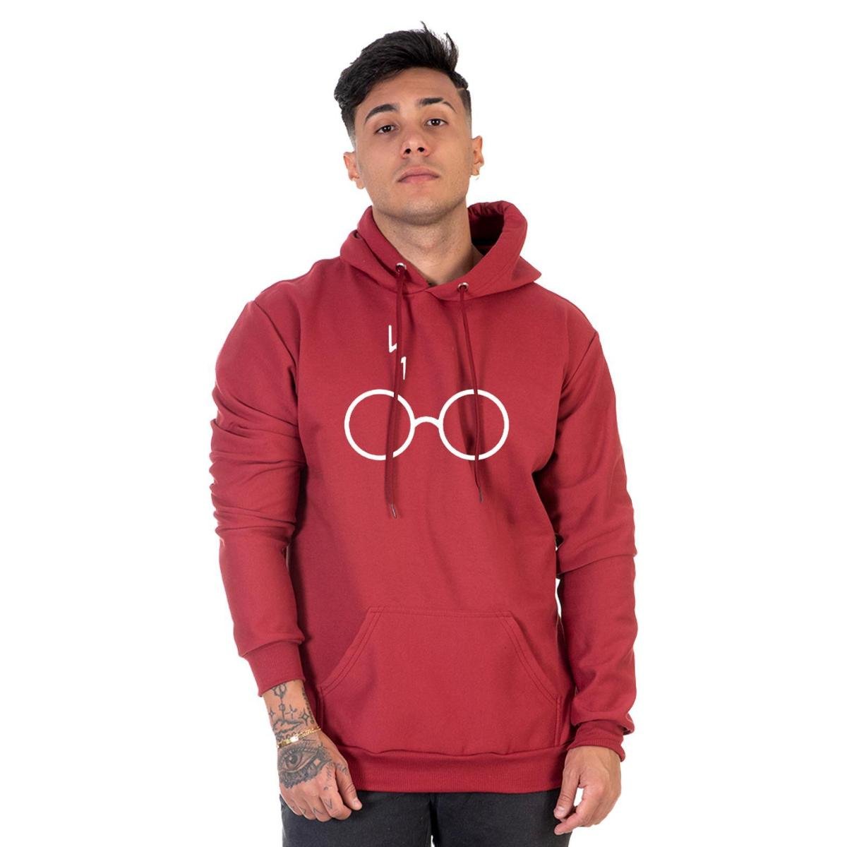 Menor preço em Blusa Moletom Flanelado Agasalho Canguru Óculos Harry Potter - Bordô