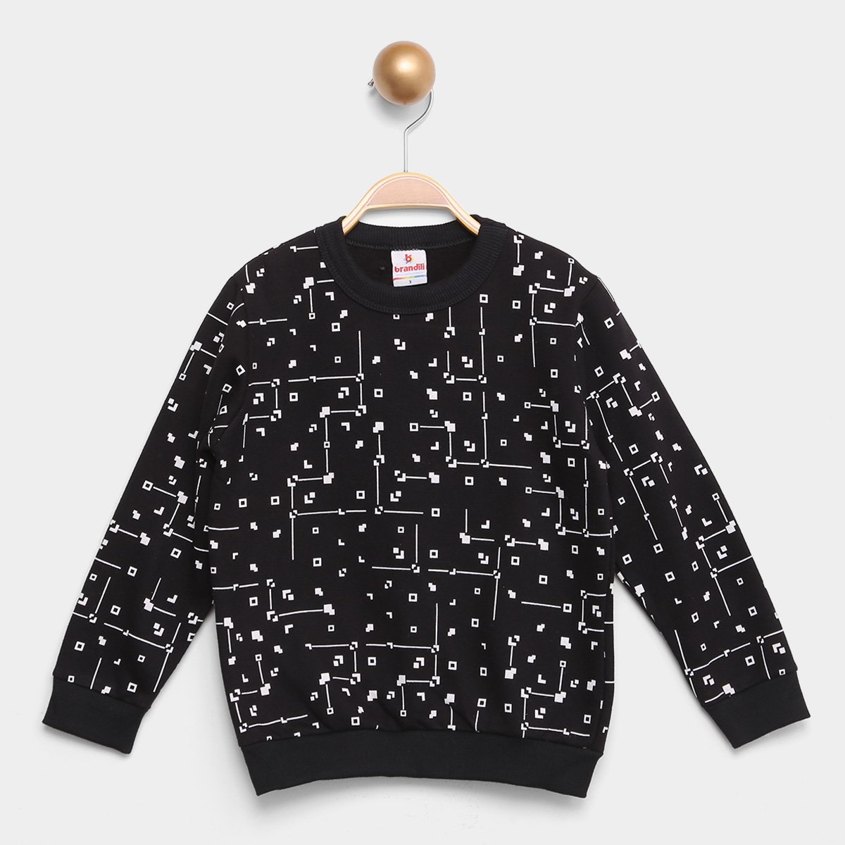 Blusa Moletom Infantil Brandili Estampada Menino - Preto Menor preço em Blusa Moletom Infantil Brandili Estampada Menino - Preto