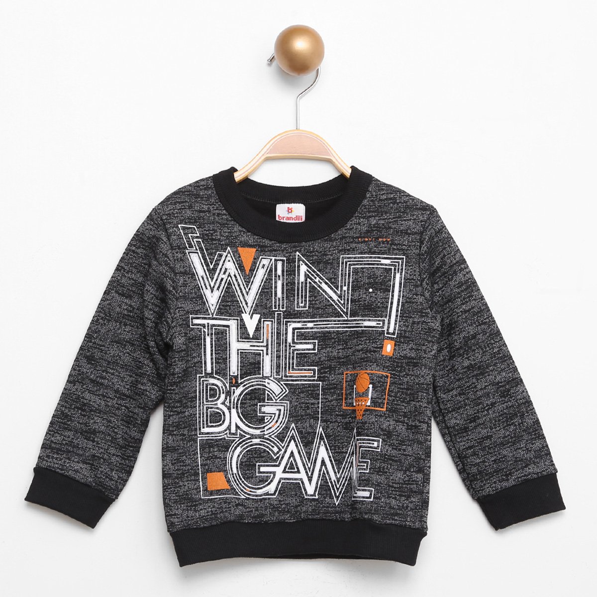 Blusa Moletom Infantil Brandili Estampada Win The Big Game Menina - Preto Menor preço em Blusa Moletom Infantil Brandili Estampada Win The Big Game Menina - Preto