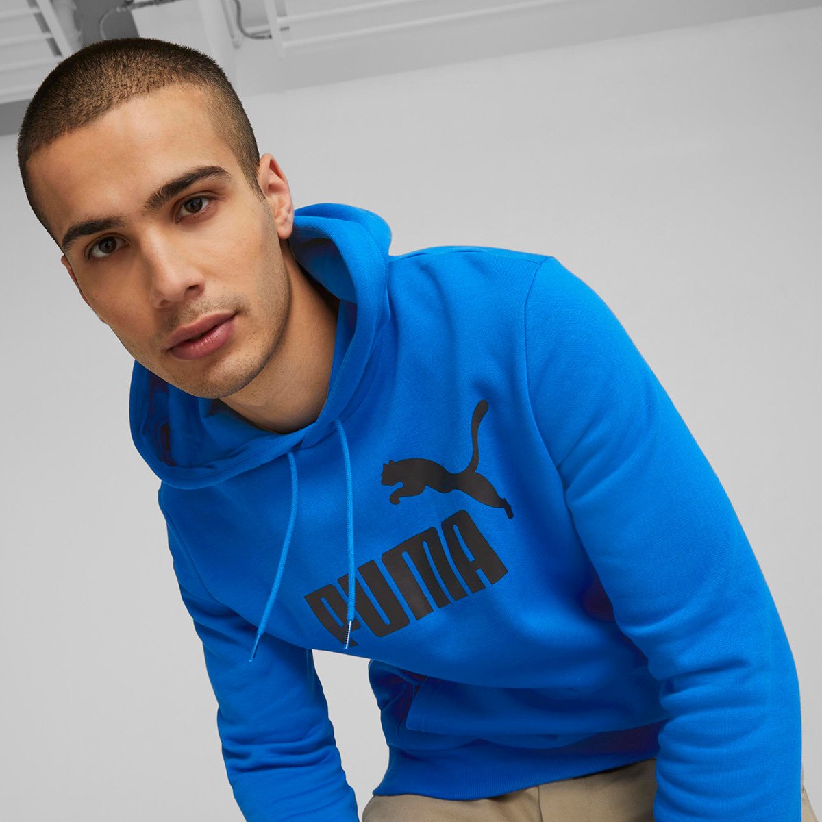 Blusa Moletom Puma Essentials Big Logo com Capuz Masculino - Azul Claro Menor preço em Blusa Moletom Puma Essentials Big Logo com Capuz Masculino - Azul Claro