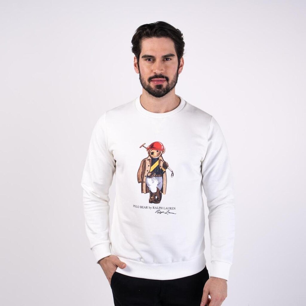 Blusa Moletom RL Bear Pullover Off White