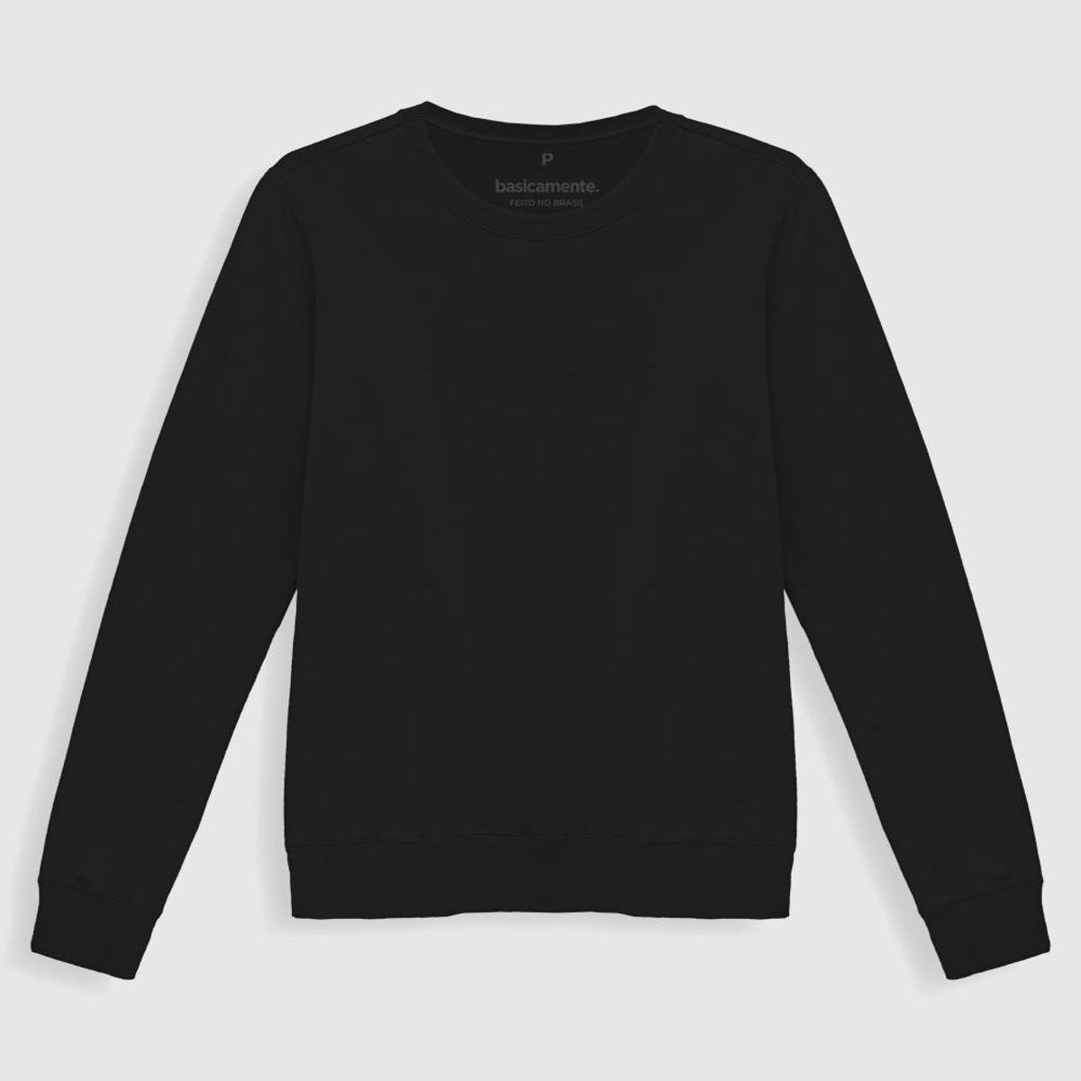 Blusa Moletom Tradicional Feminina Gola C - Preto Menor preço em Blusa Moletom Tradicional Feminina Gola C - Preto