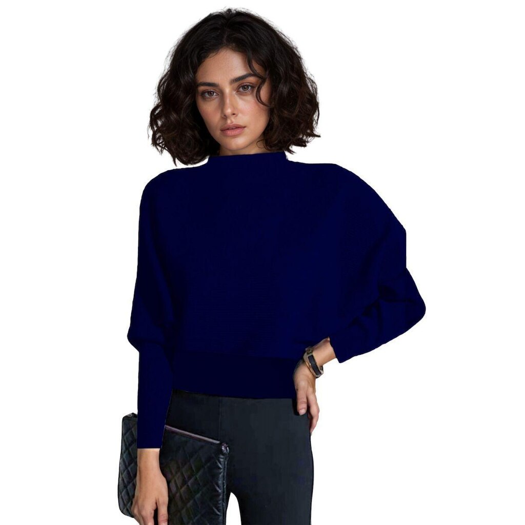 Blusa Morcego Manga Longa Gola Alta Soltinha Social Moda Feminina