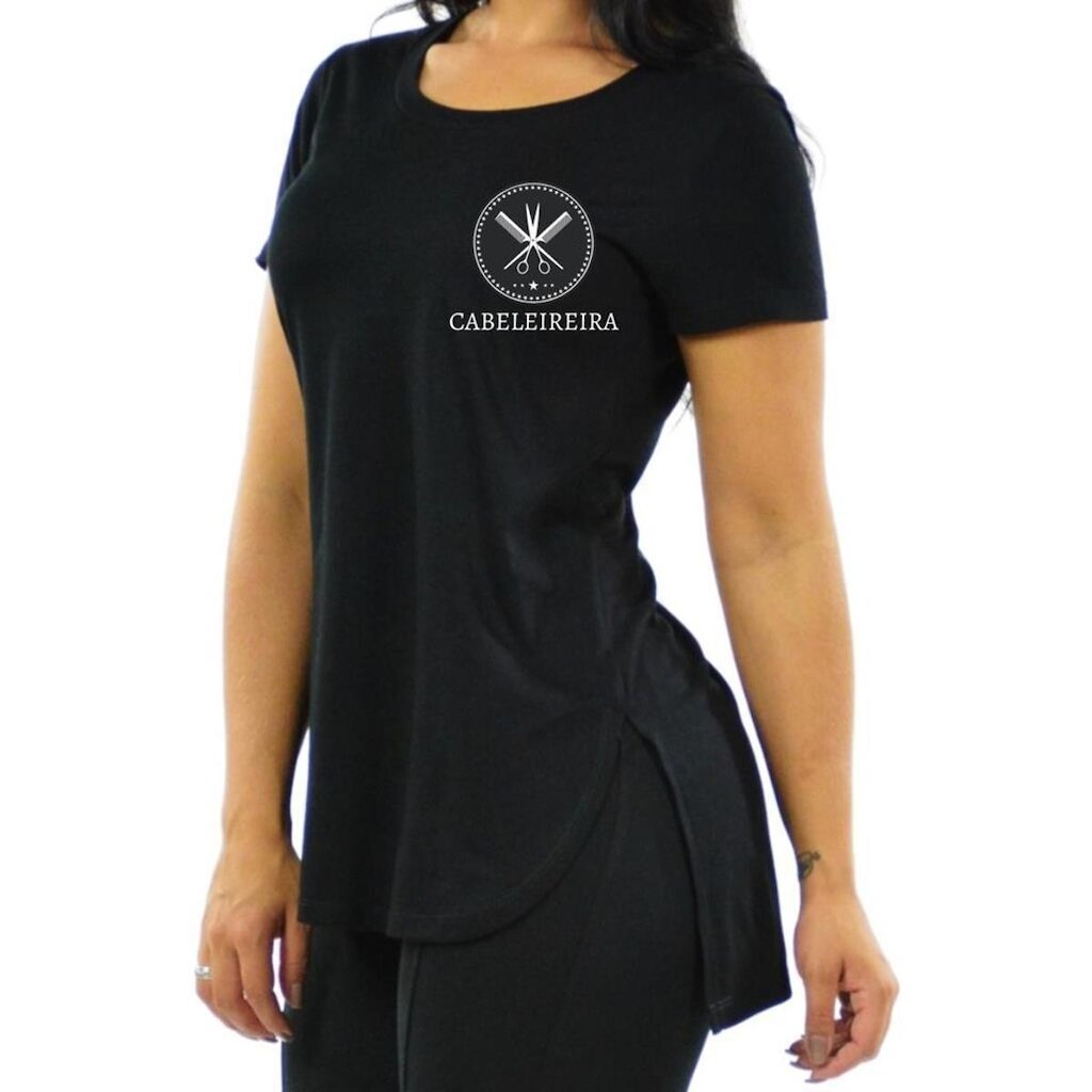 Blusa Mullet Estampa Cabeleireira Uniforme Profissional