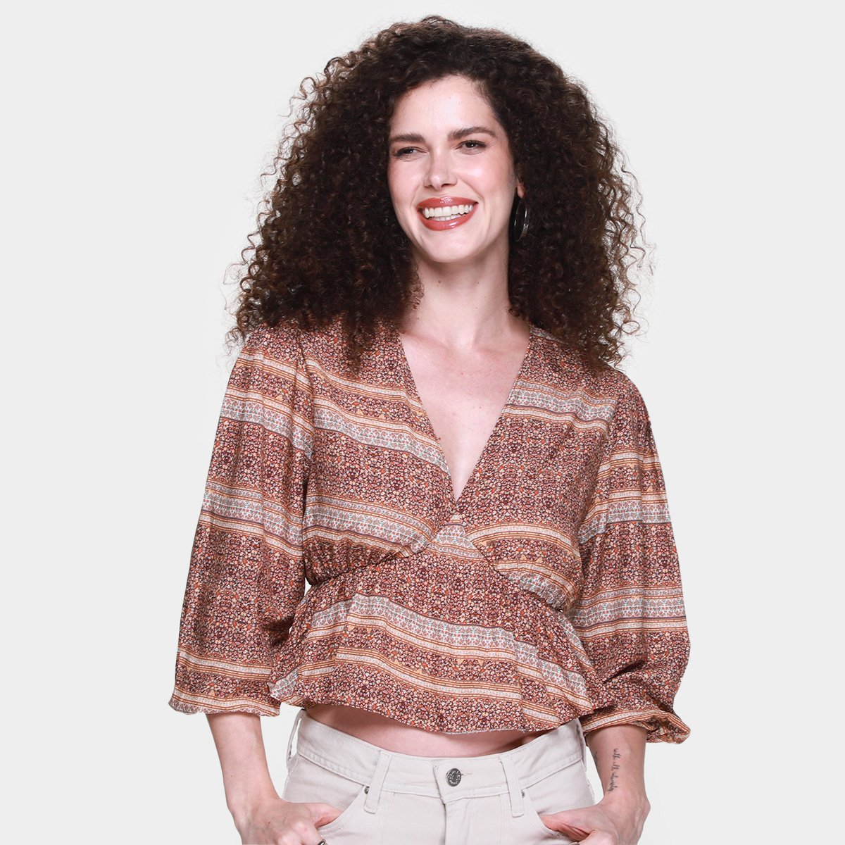 Blusa My Favorite Things Franzida Manga Longa Feminina - Estampado Menor preço em Blusa My Favorite Things Franzida Manga Longa Feminina - Estampado