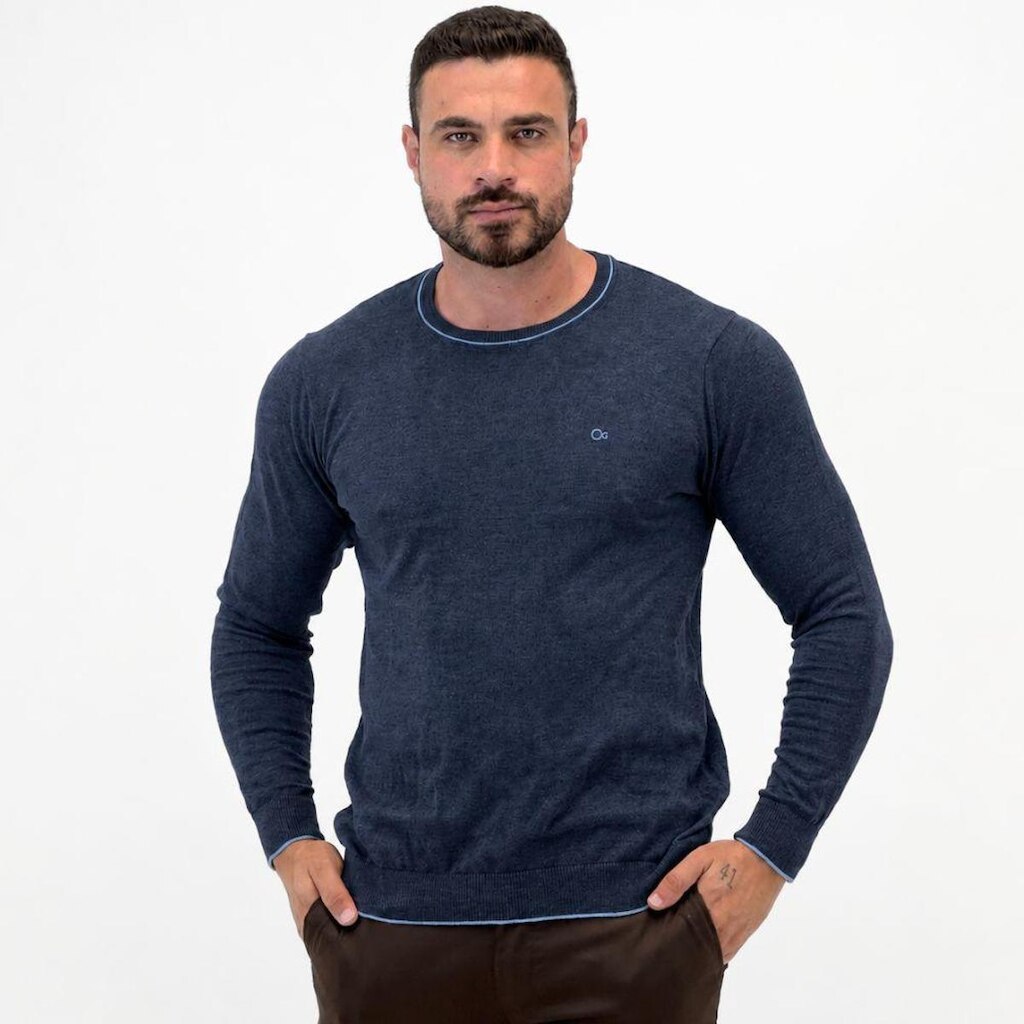 Blusa Ogochi Tricot Slim Gola Redonda Masculina