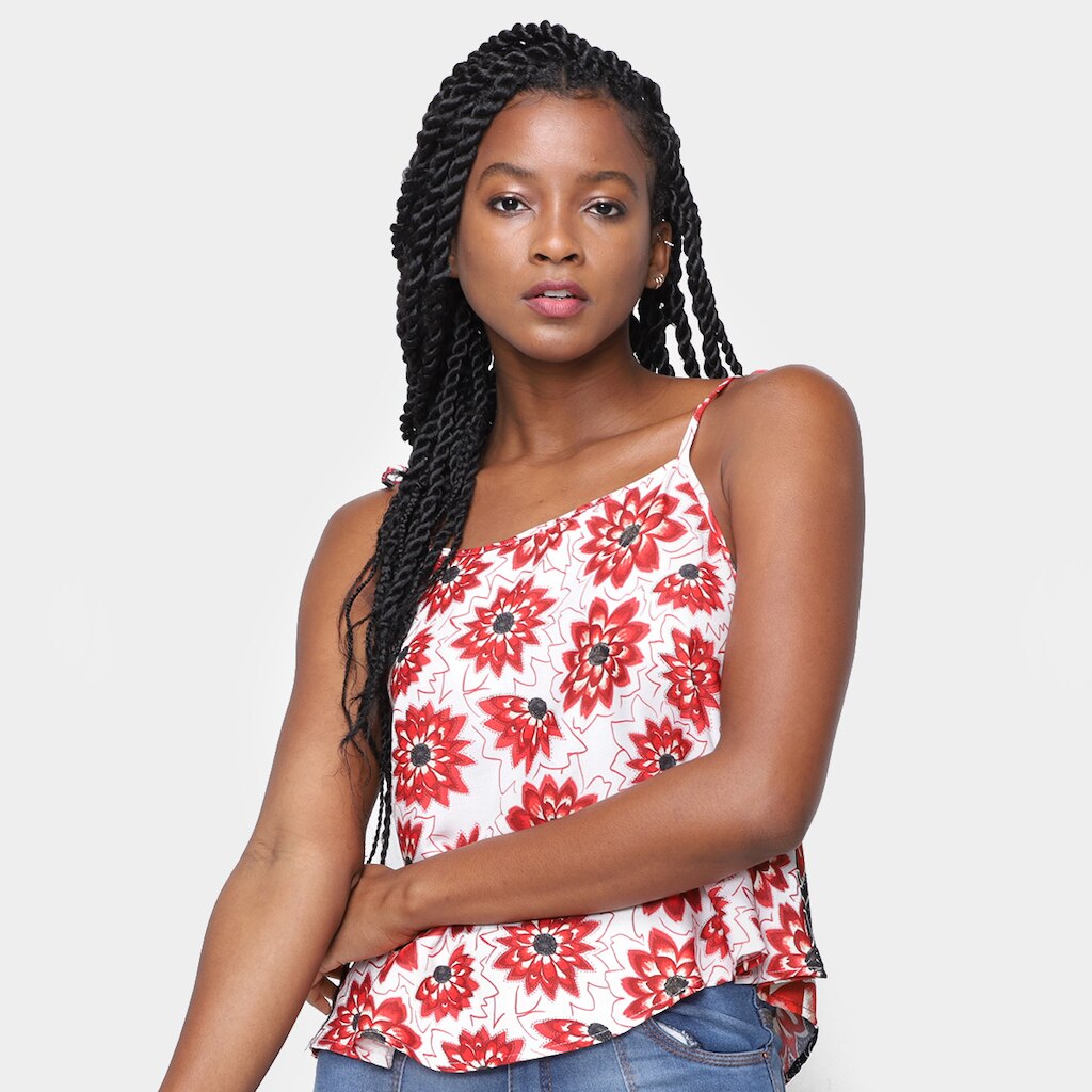 Blusa Oh Boy Alças Finas Floral Feminina