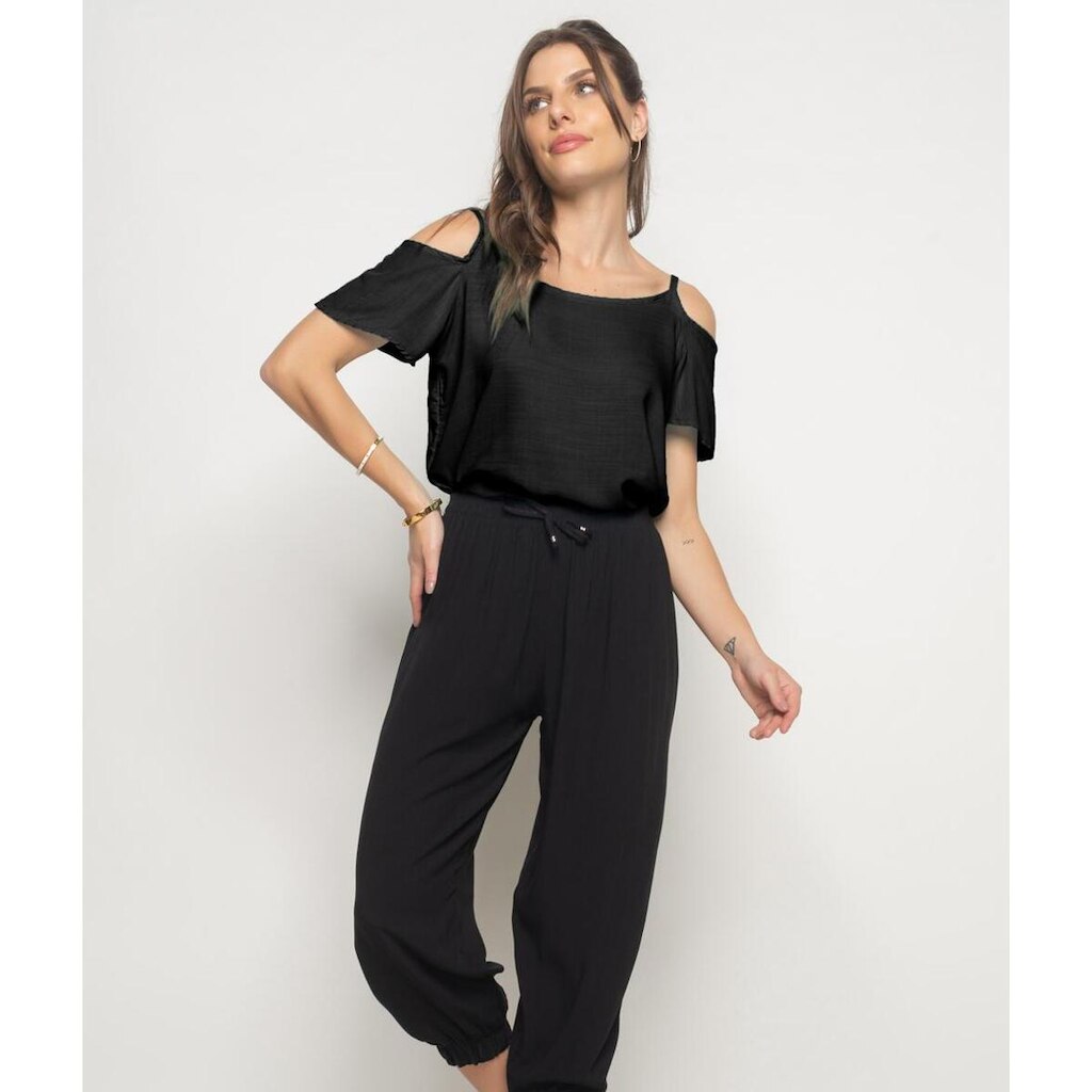 Blusa Ombro Vazado Viscolinho Salvatore Fashion