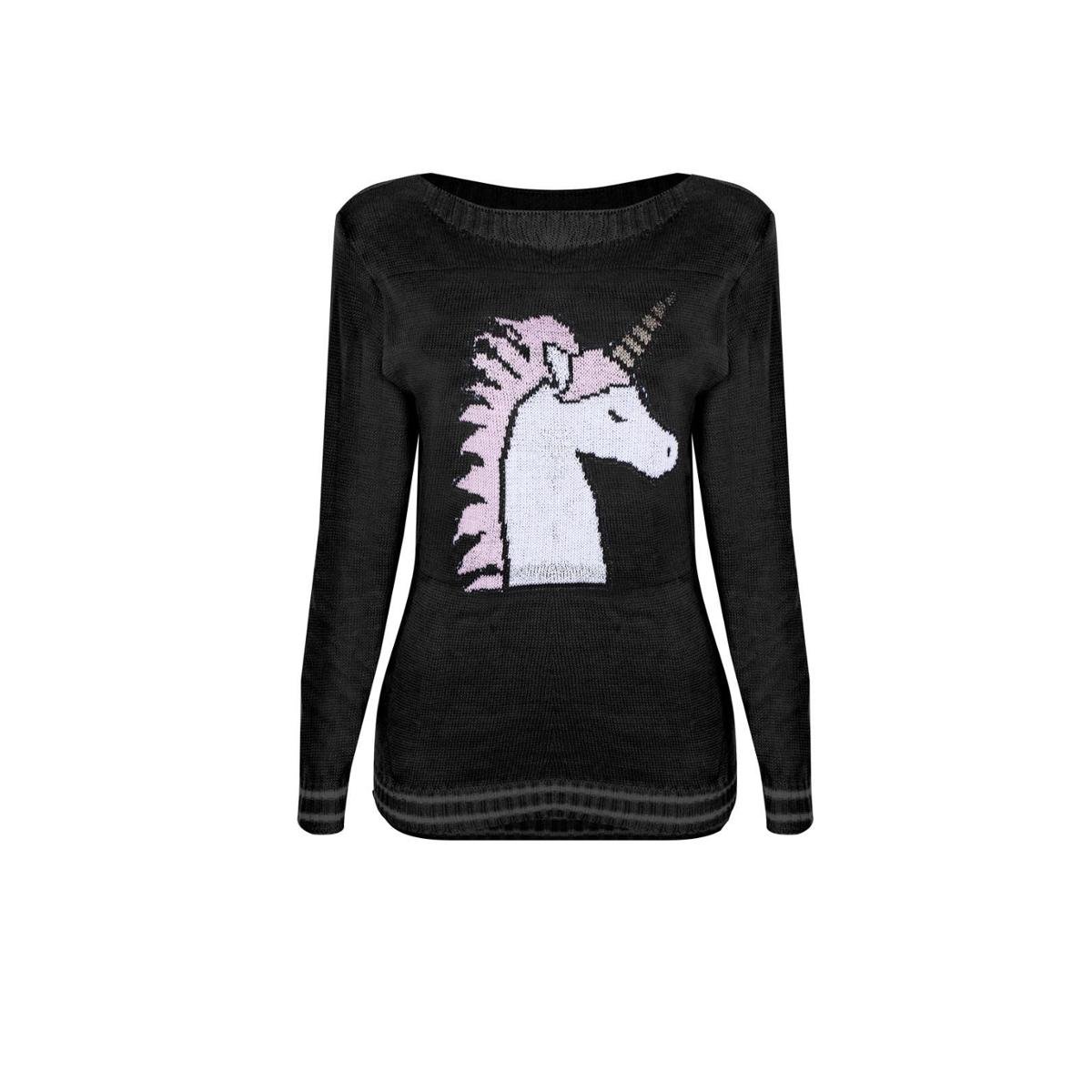 Blusa Otd Tricot Trico Linho Manga Longa Unicornio Feminina Zattini