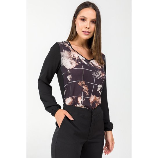Blusa PKS Decote V Estampa Floral-P