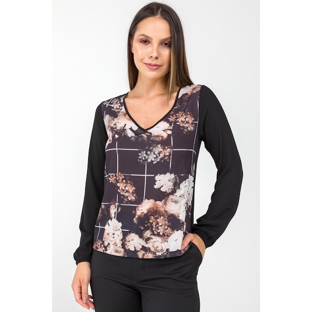 Blusa PKS Decote V Estampa Floral-P