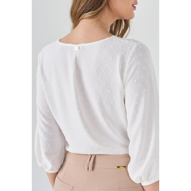 Blusa PKS Manga 7/8 Poá Off White-M