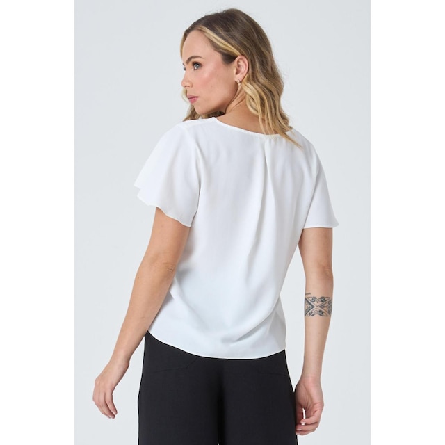 Blusa PKS Manga Curta Com Botões Jóia Off White-GG