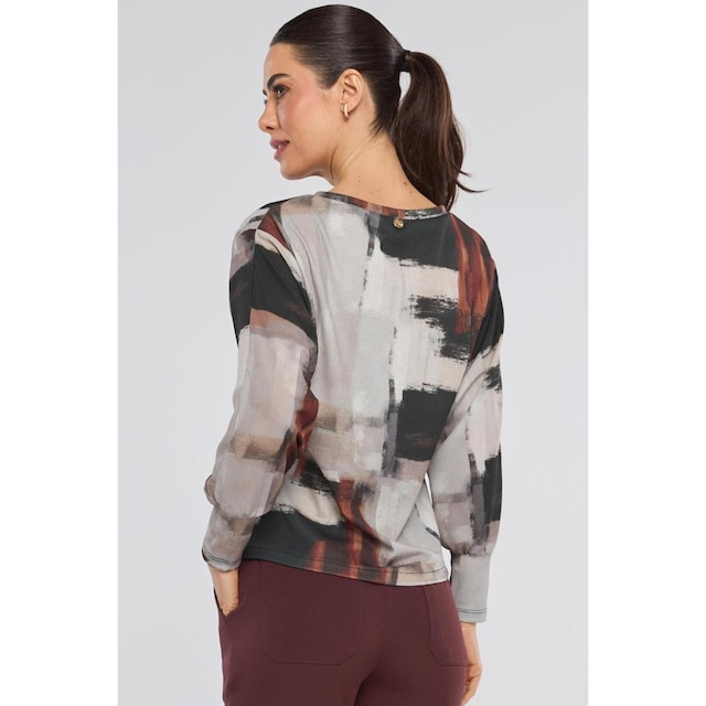 Blusa PKS Manga Longa Estampa Mixed Burgundy