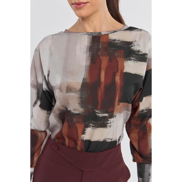 Blusa PKS Manga Longa Estampa Mixed Burgundy