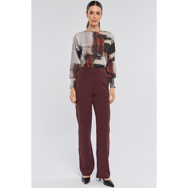 Blusa PKS Manga Longa Estampa Mixed Burgundy