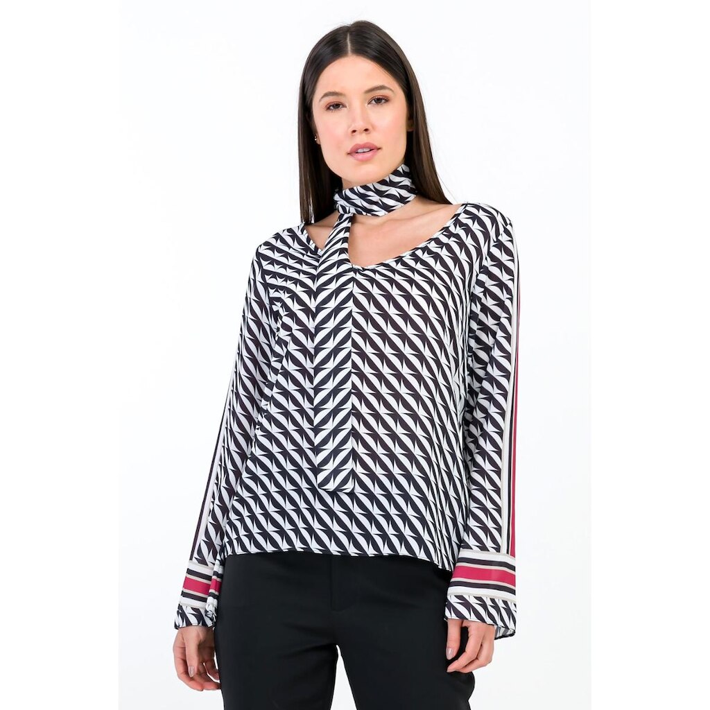Blusa PKS Manga Longa Estampada Preto e Branco-GG