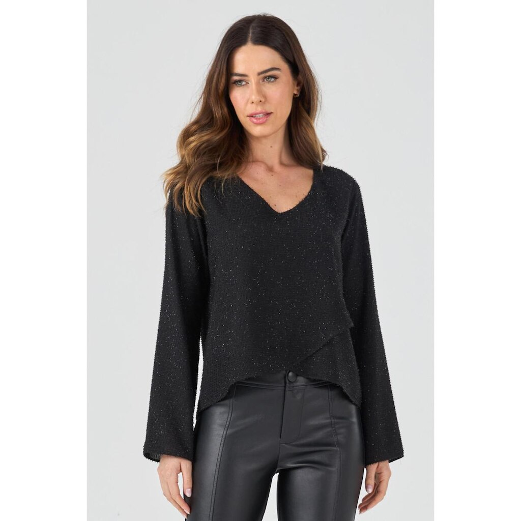 Blusa PKS Manga Longa Lurex Preto-GG