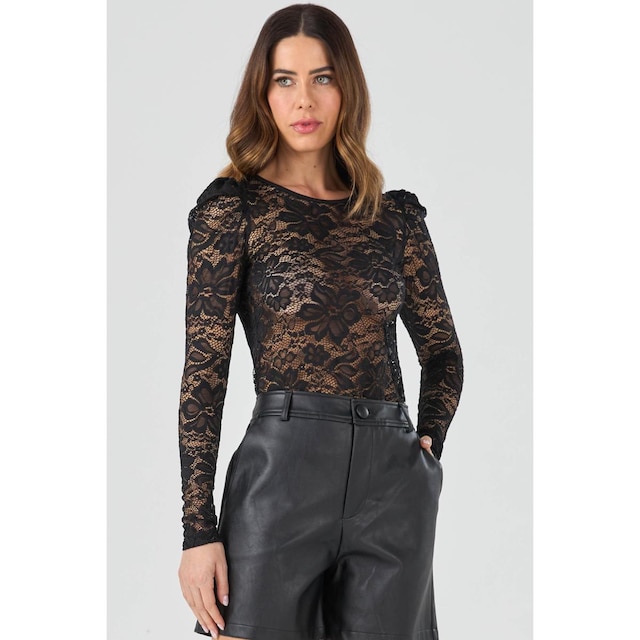 Blusa PKS Manga Longa Renda Preta-GG