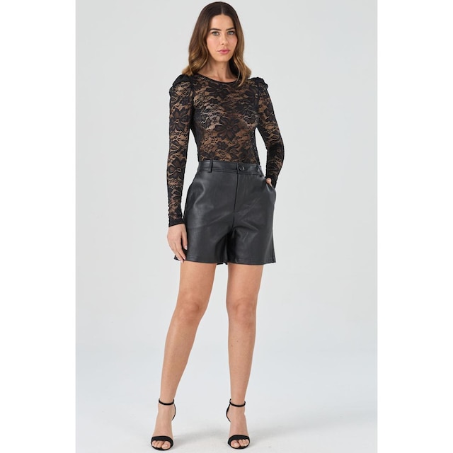 Blusa PKS Manga Longa Renda Preta-GG