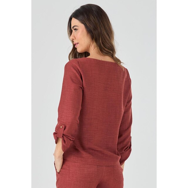 Blusa PKS Manga Longa Terracota-G